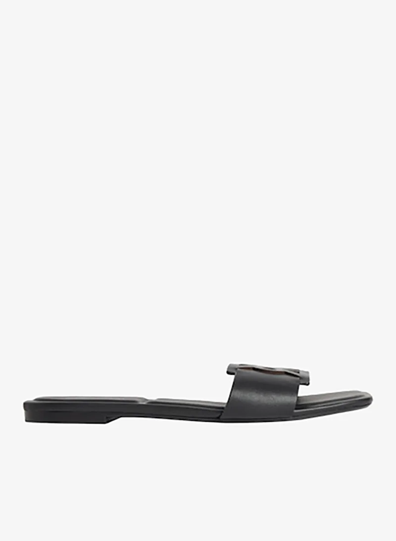 CALVIN KLEIN Amira - Leather Square Toe Flat Sandals